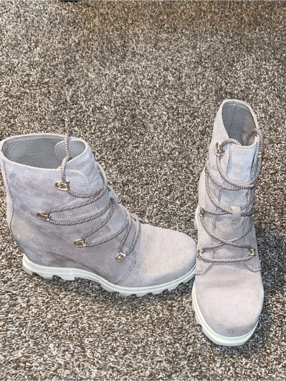 Women’s Sorel Suede Lace-Up Ankle Boots in Taupe